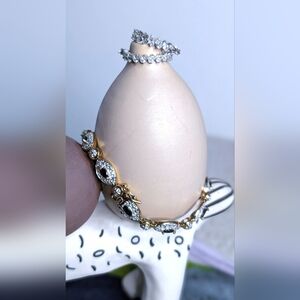 .925 Gold and Silver Evil Eye Bracelet W/ .925 Diamond Hoop Earrings